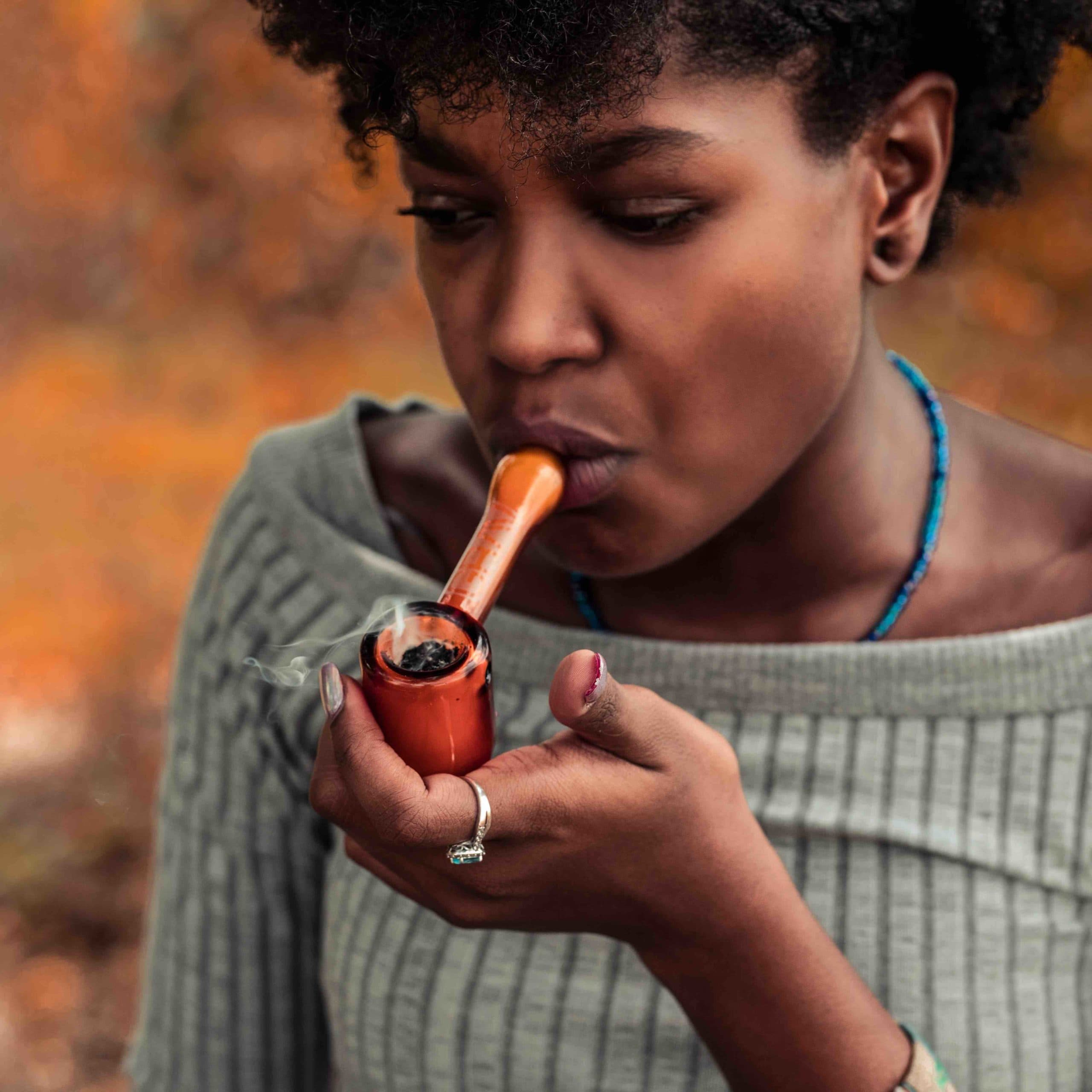 woman smoking weed for first time