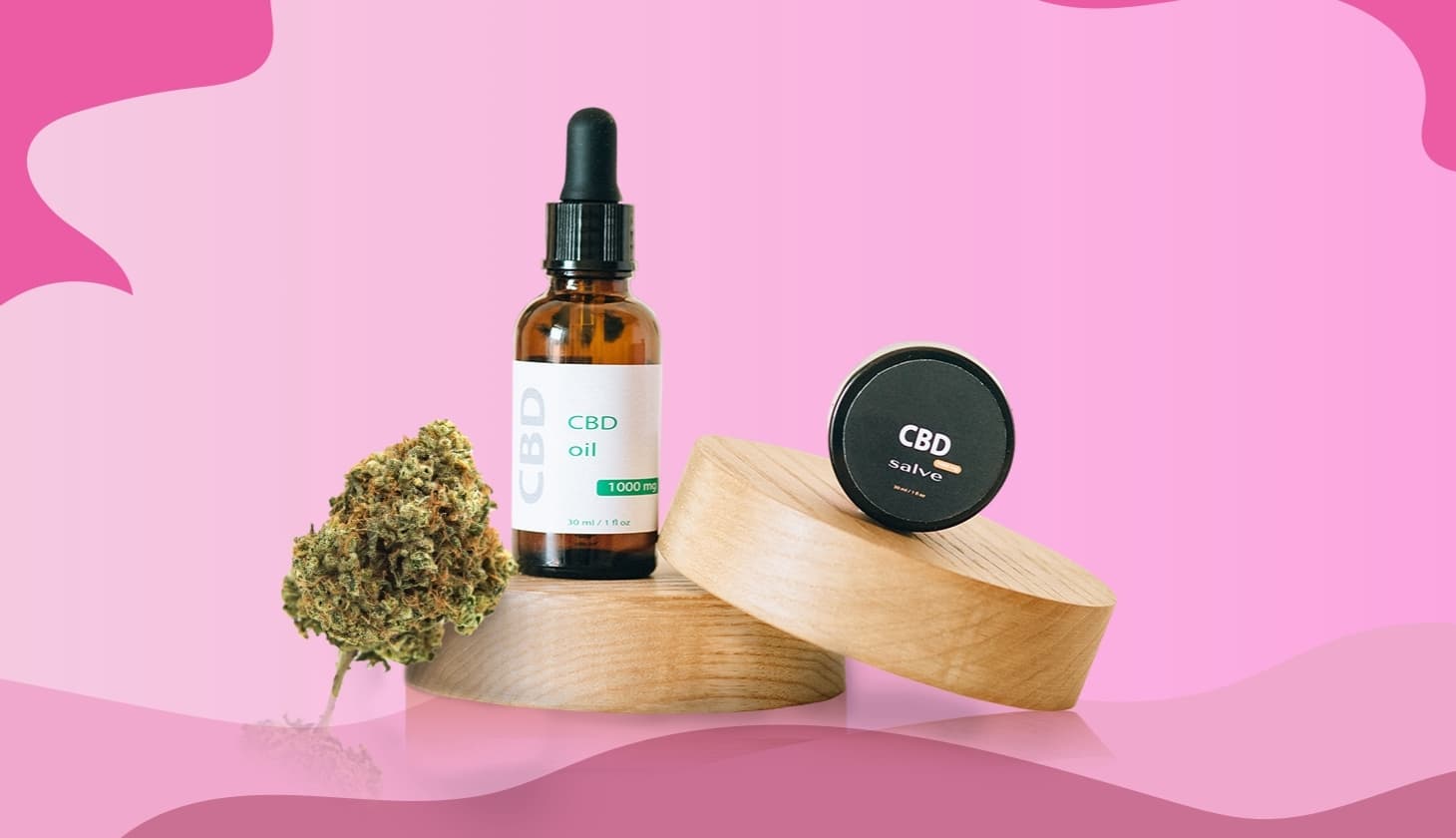 cbd oil, cream and display