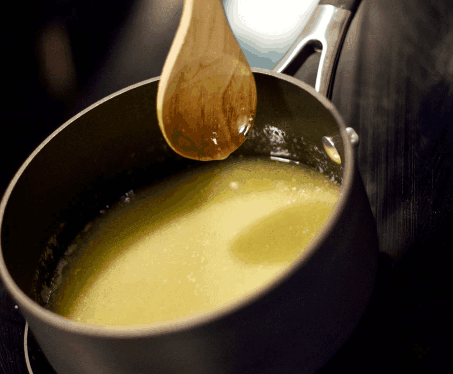 melted butter in pot