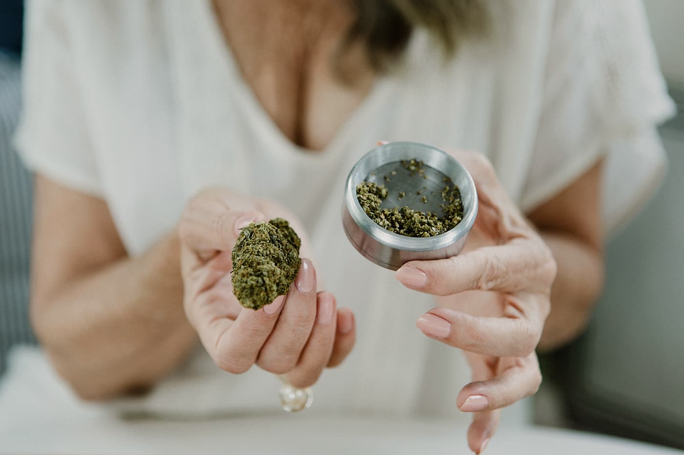 Mature woman with cannabis