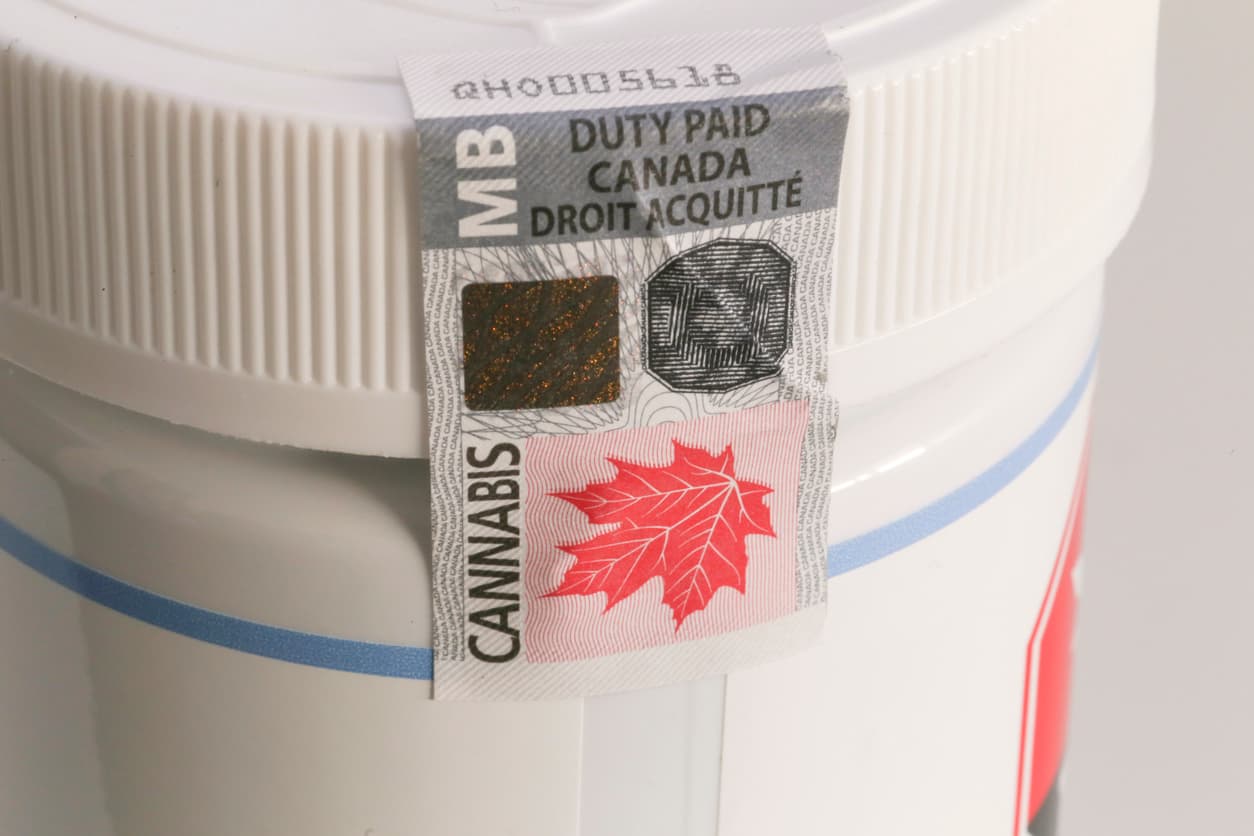 Cannabis Excise Stamp. Legal product in Cannada.