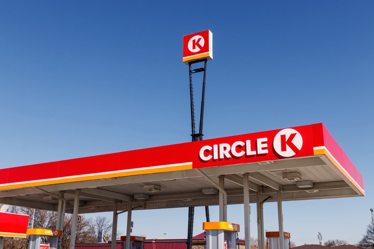 Circle K gas station gas pumps with logo