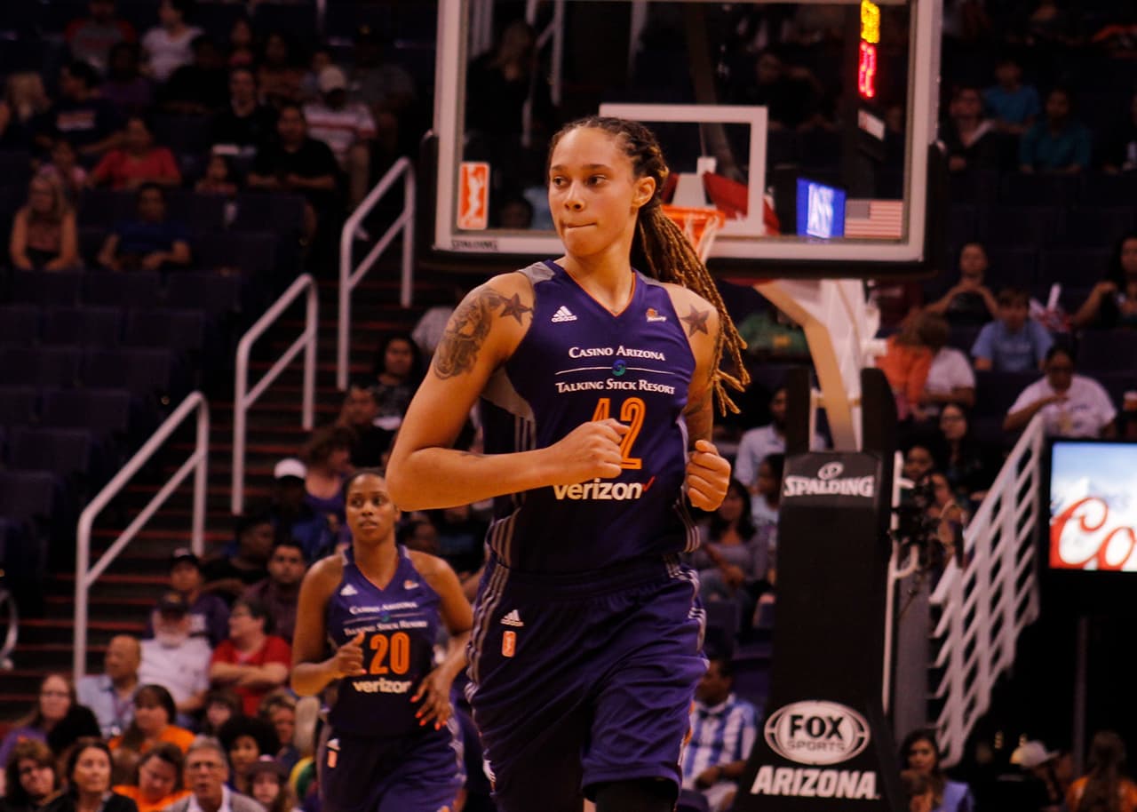 Brittney Griner center for Phoenix Mercury at Talking Stick Resort Arena in Phoenix,AZ USA May 23,2017.