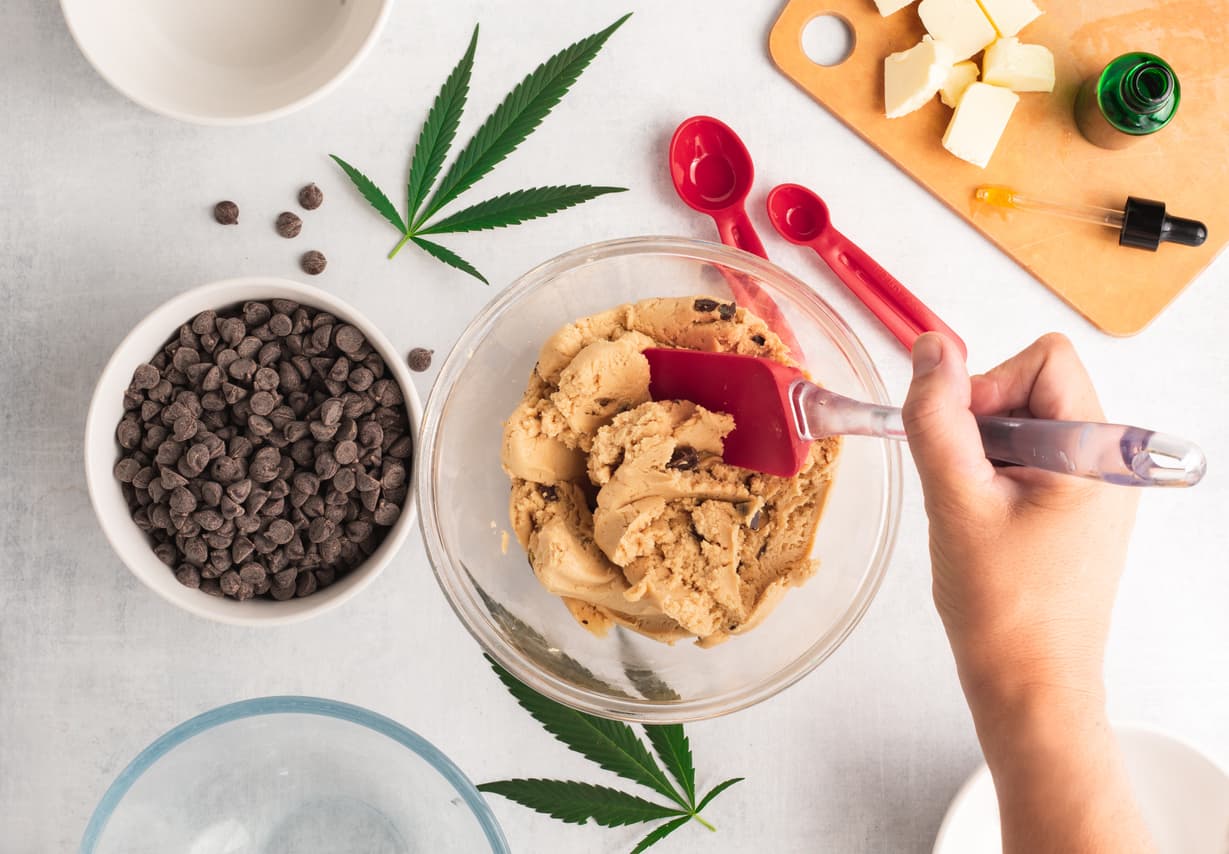 Chocolate chip cookies infused with cannabis butter baking process