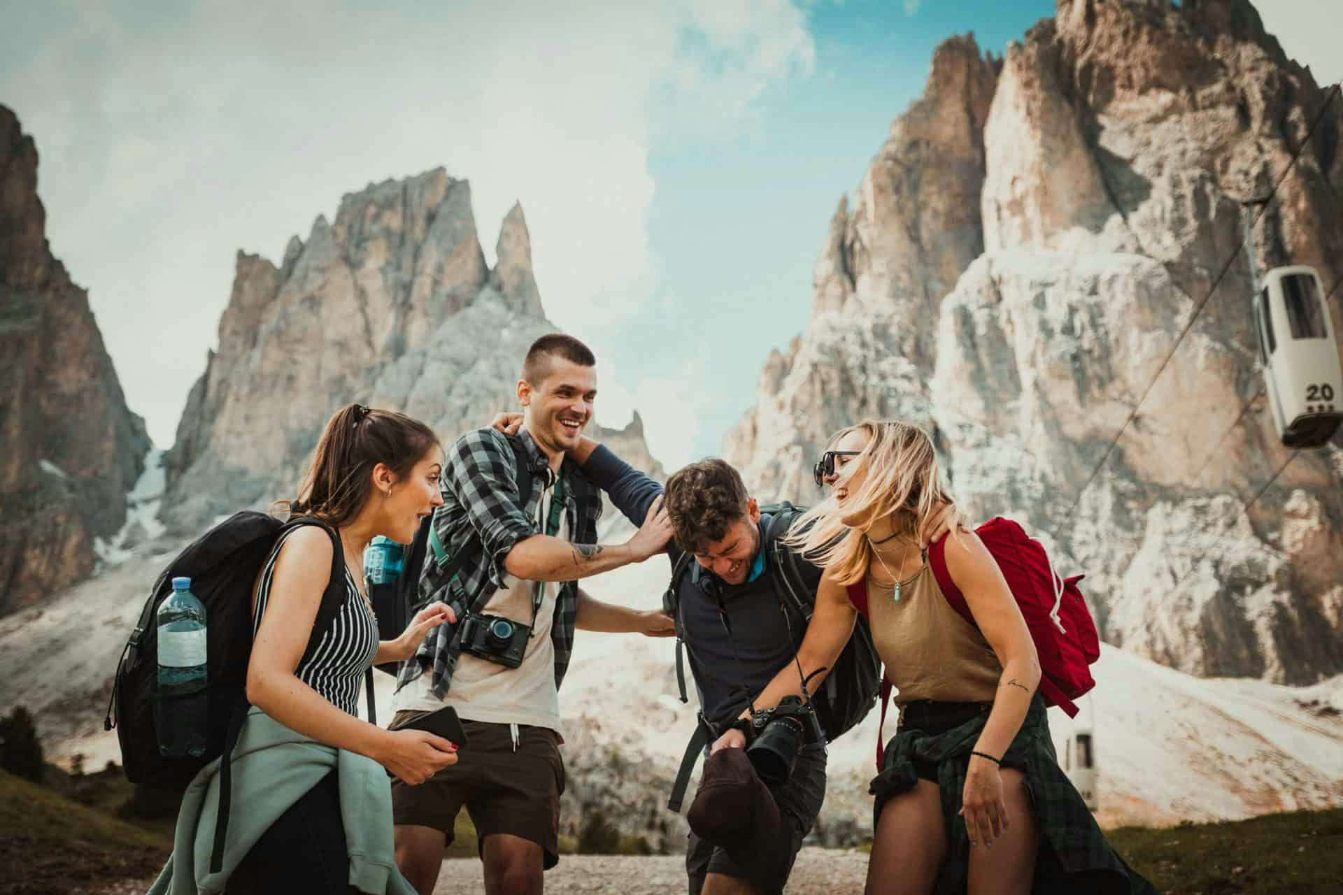 Photo of a group of 2 men and 2 women on a hike together