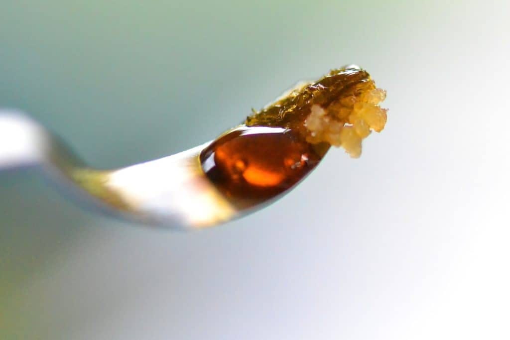Cannabis oil and wax close-up on a dab tool