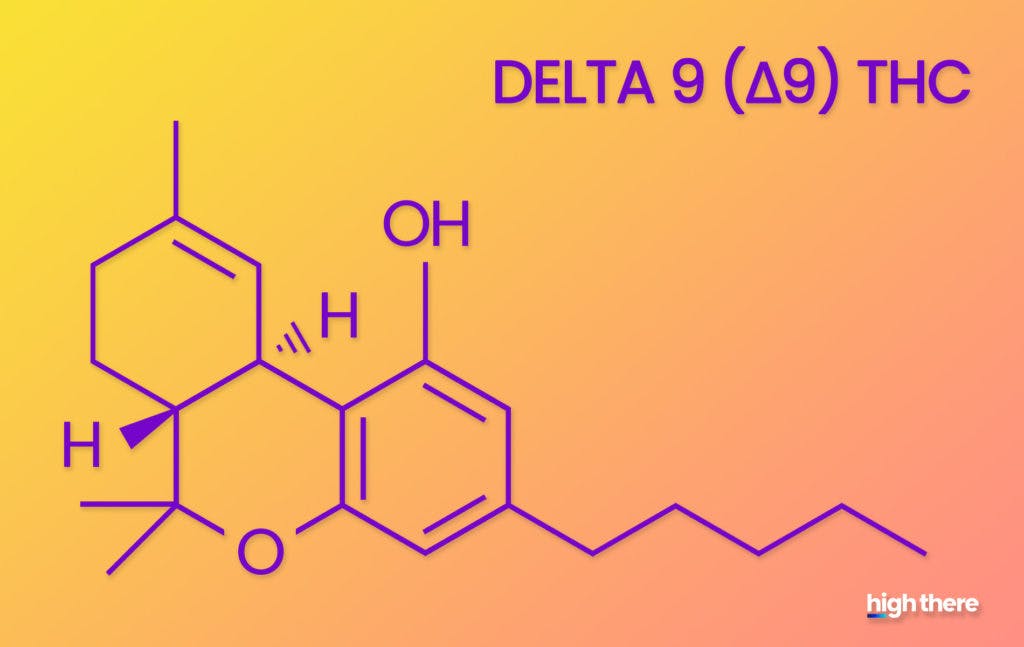 The molecular structure of Delta 9 THC; made by High There
