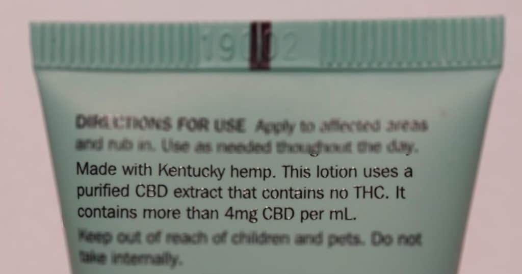 hemp product label with no thc