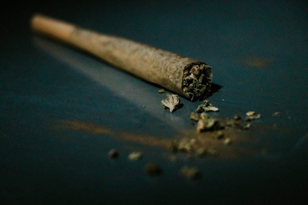 close-up of a cannabis joint
