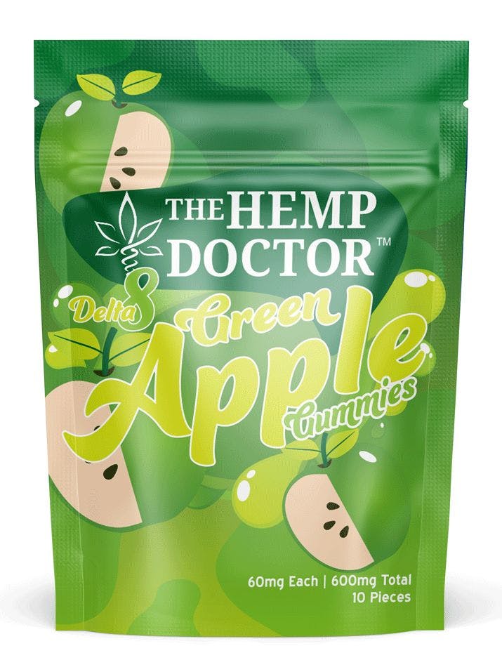 Green apple Delta 8 gummies, by The Hemp Doctor