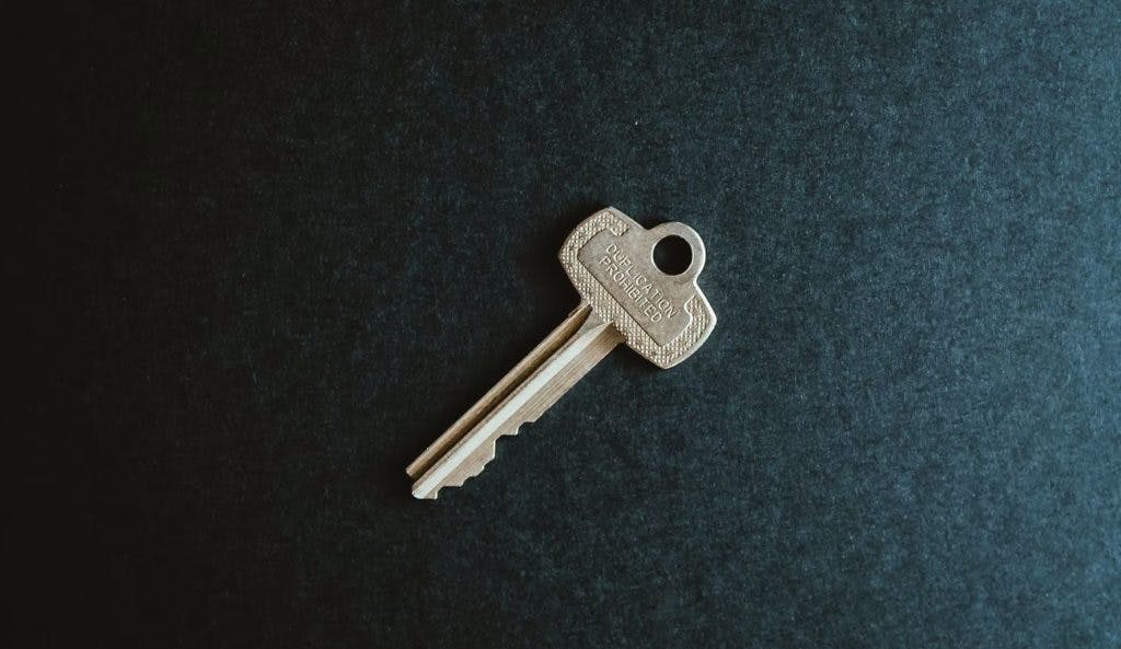 A house key on a green background, by Kelly Sikkema via Unsplash