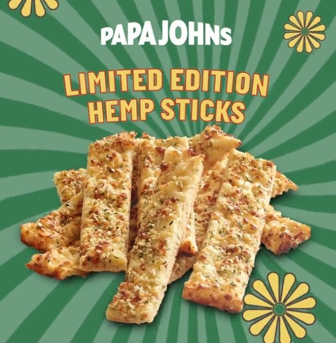 Papa John's new "hemp sticks" (not available in America) - Photo provided by Papa Johns UK