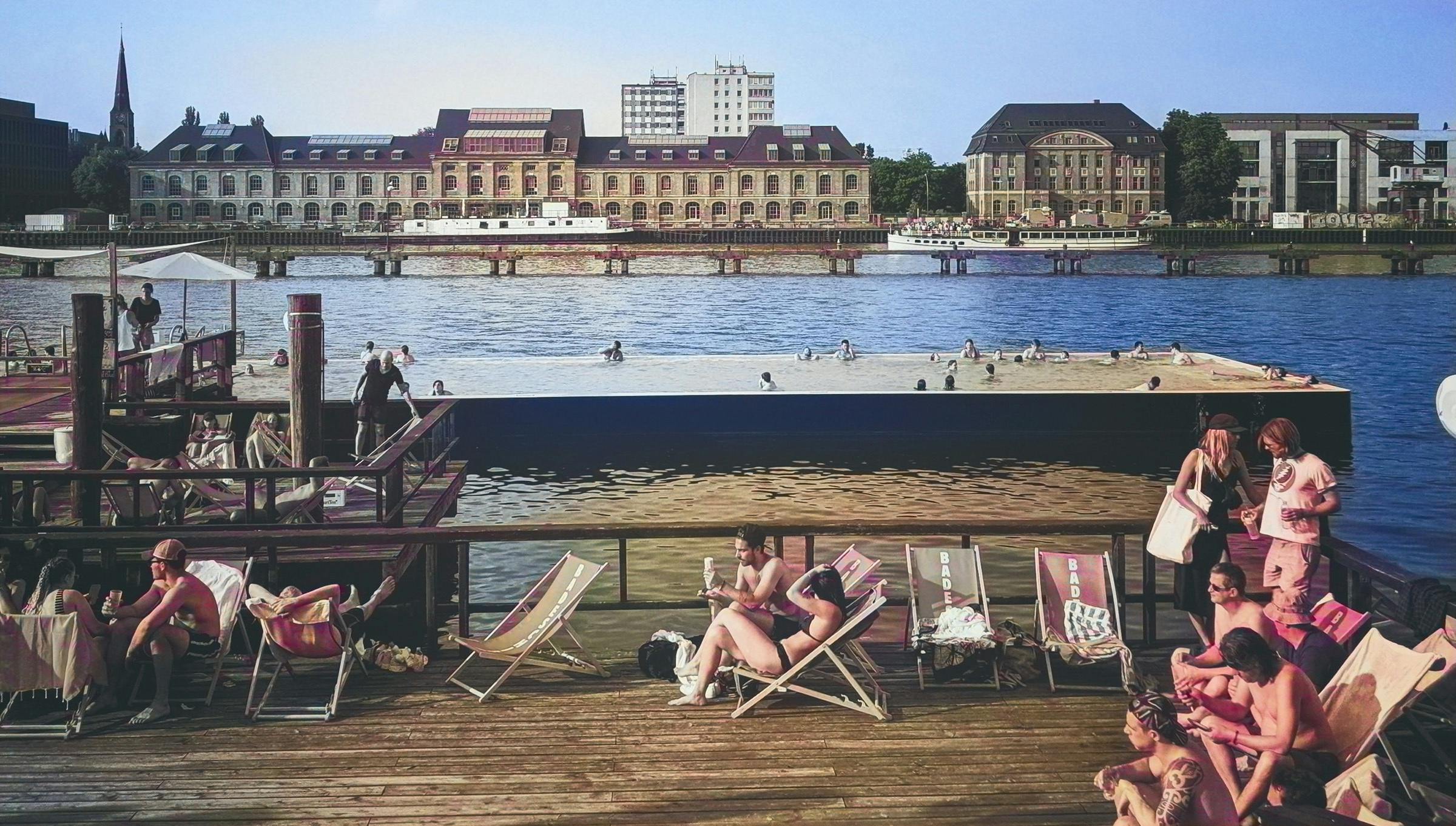 Photo of people lounging at the waterfront in Germany