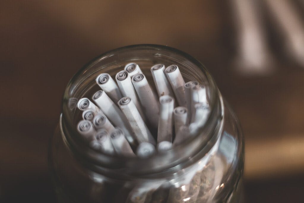 Pre-Rolled Cannabis Joints in a Jar.