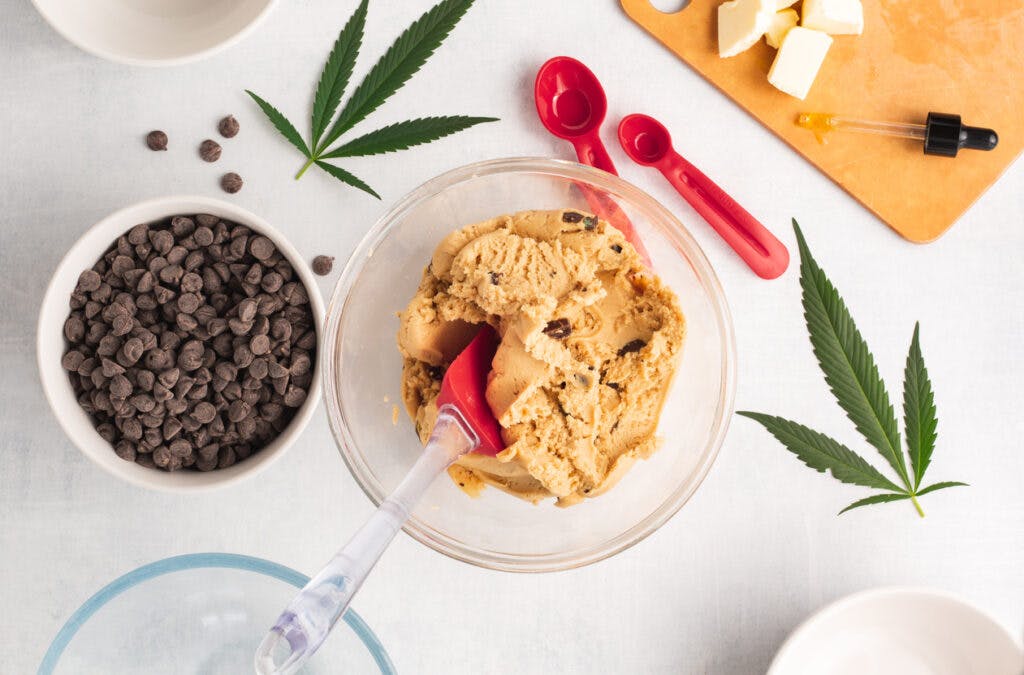 Chocolate chip cookies infused with cannabis butter baking process