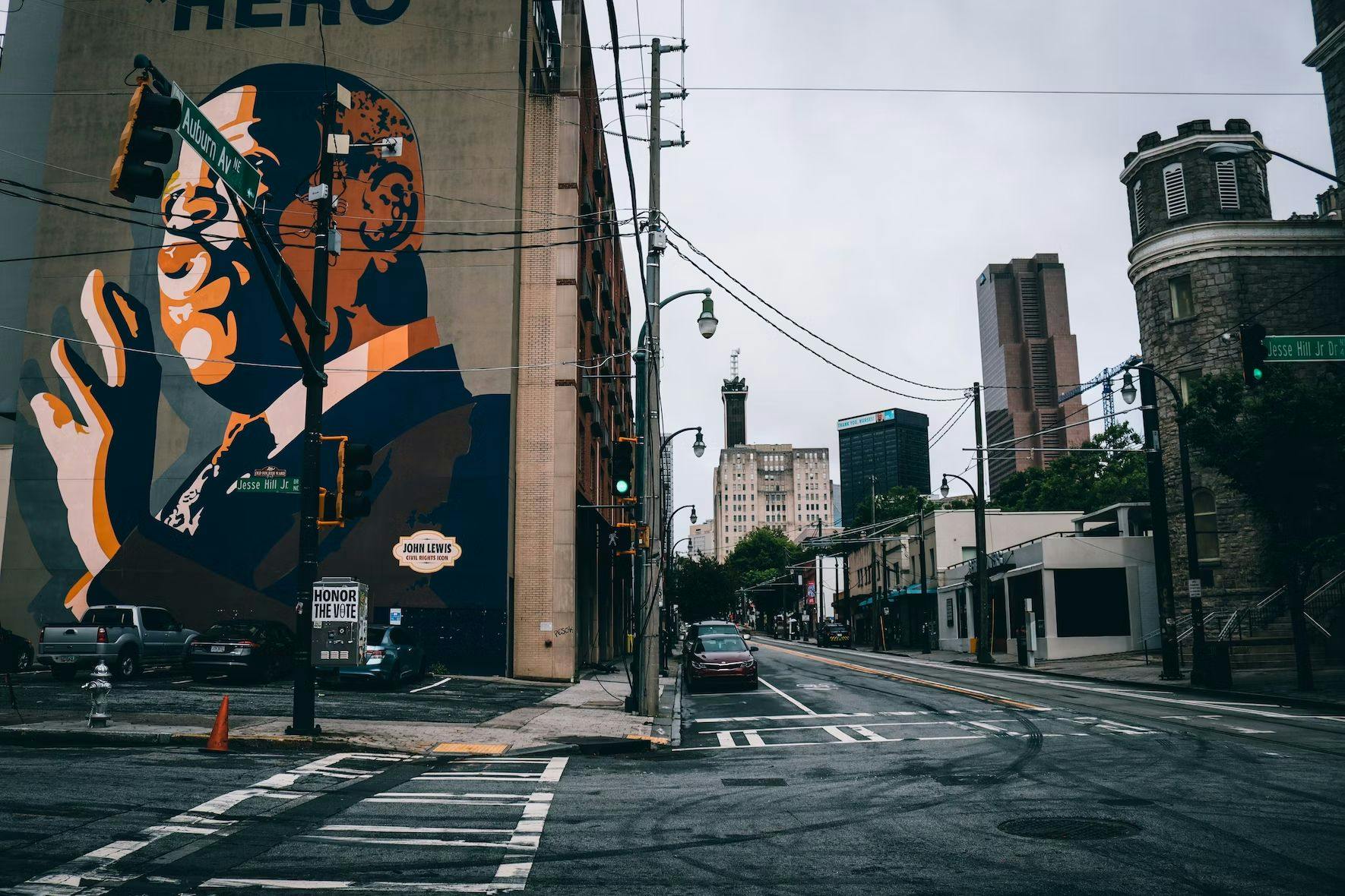 A mural depicting civil rights icon John Lewis